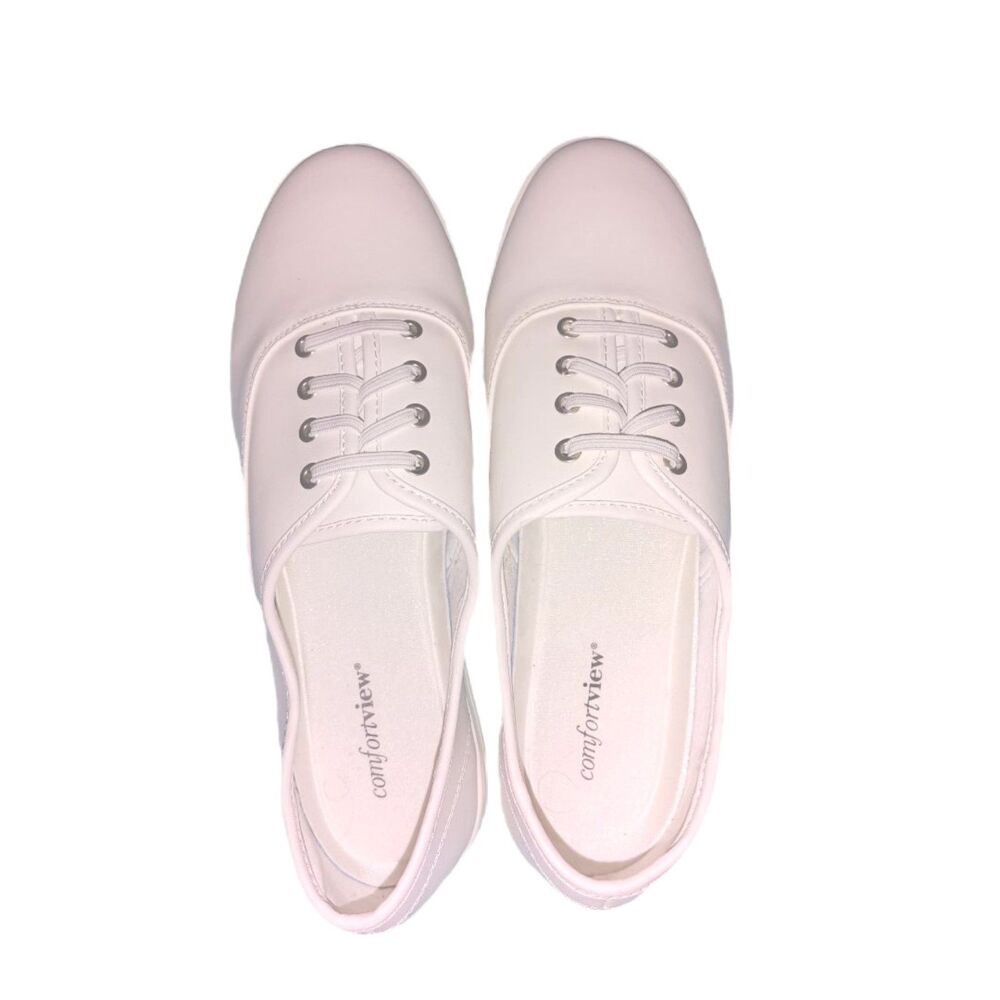 NEW Comfortview Anna White Leather Slip On Sneakers Size 11M